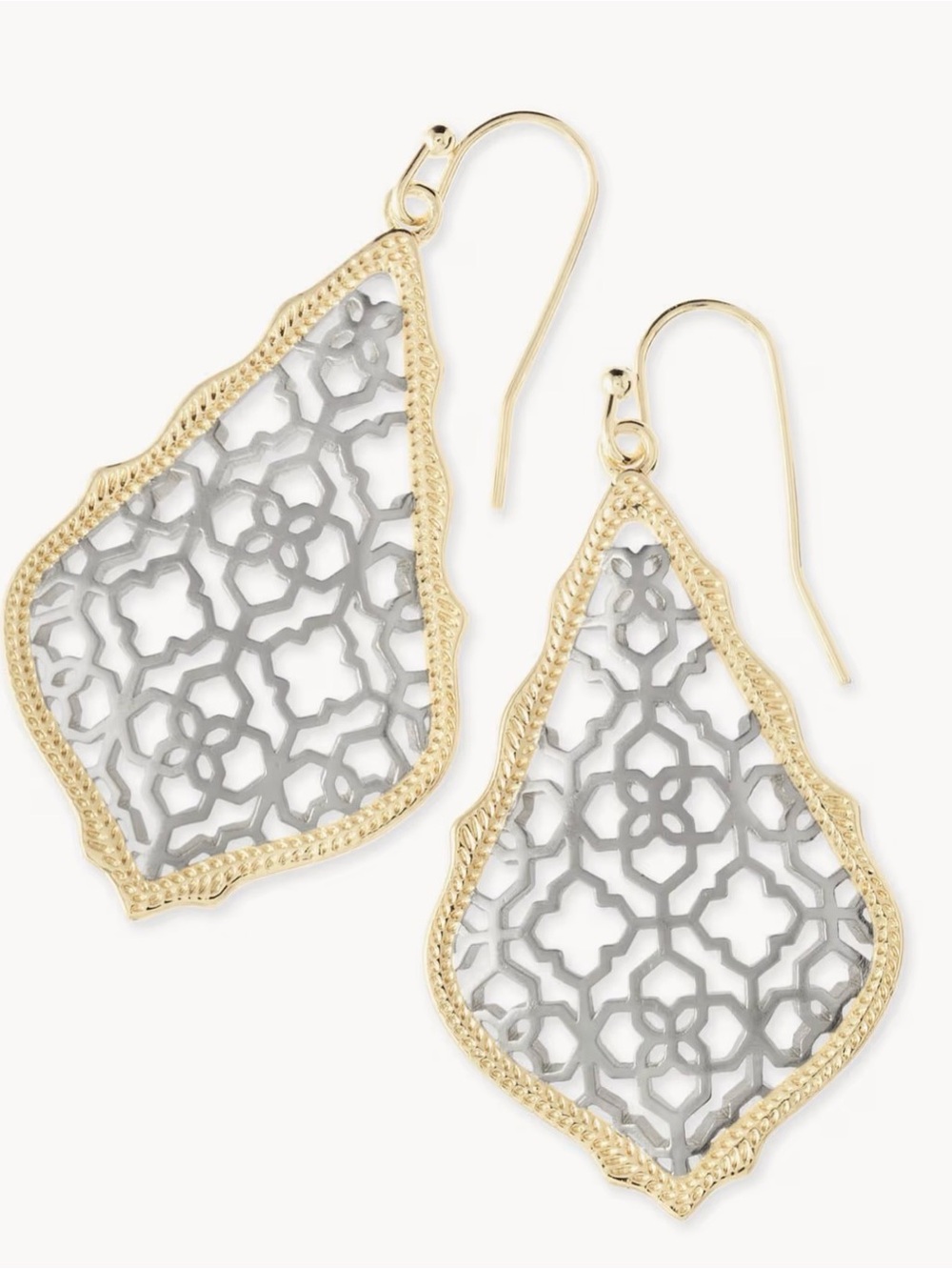 Kendra Scott “Addie” Gold Drop Filigree Earrings with pouch
